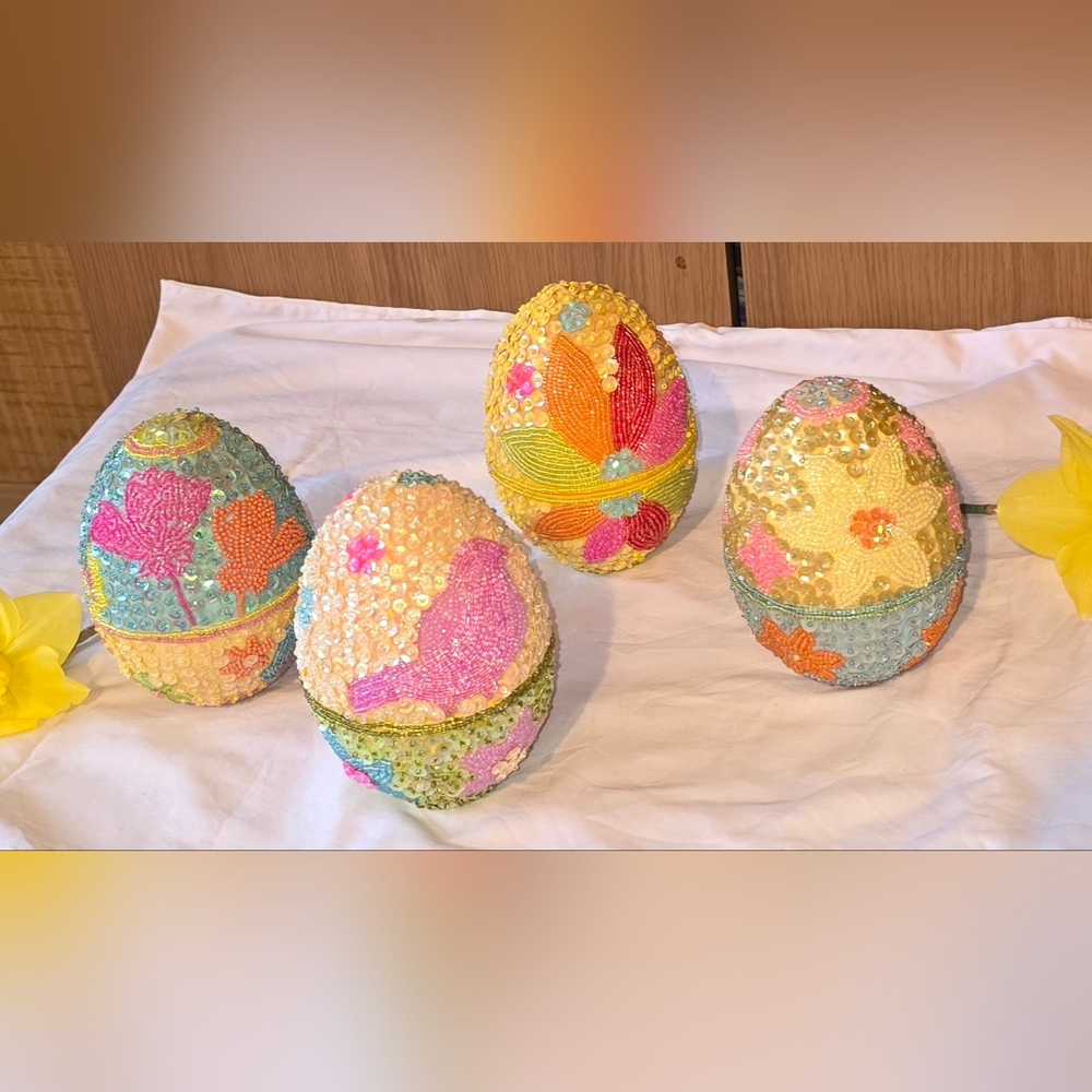 Vibrant Beaded Egg Decor Set